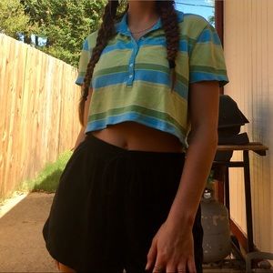 Reworked half button up crop top